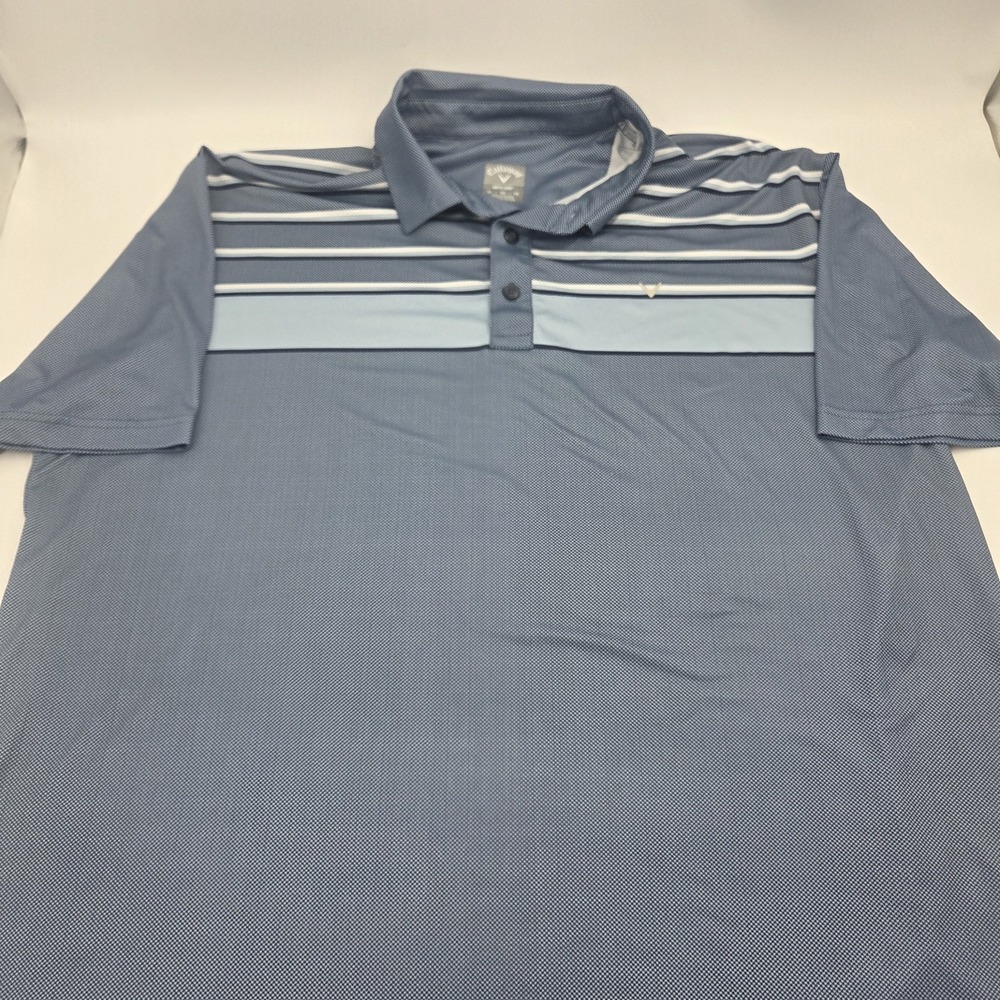 Callaway OPTI-DRI Blue Striped Polo Men's Golf Shirt XL Golf Performance